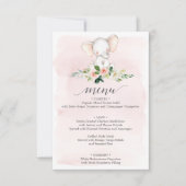 Invitation Menu Baby shower Eléphant Rose (Devant)