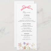 Invitation Menu Baby shower Fleur sauvage rose (Devant / Derrière)