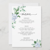 Invitation Menu Baby shower Floral Blue Hydrangea (Devant)