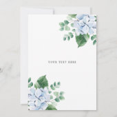 Invitation Menu Baby shower Floral Blue Hydrangea (Dos)