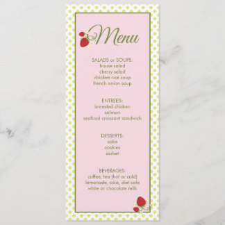 Invitation Menu Baby shower fraise