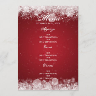 Invitation Menu Baby shower nuit rouge étincelle