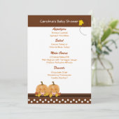 Invitation Menu Baby shower personnalisé Lil Citrouille Fall (Debout devant)