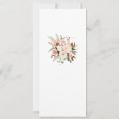 Invitation Menu Boho Soft Coloured Rose/White Flowers Mariage (Dos)