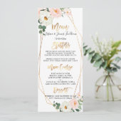 Invitation Menu Bouquets de fleurs de couleur aquarelle (Debout devant)