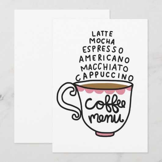 Invitation Menu Café Lover (Devant / Derrière)