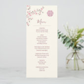 Invitation Menu chinois Mariage Dusty Rose Cherry Blossom (Debout devant)