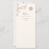 Invitation Menu chinois Mariage Dusty Rose Cherry Blossom (Dos)