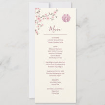 Menu chinois Mariage Dusty Rose Cherry Blossom