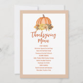 Invitation Menu Citrouille de Thanksgiving imprimable (Devant)