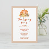 Invitation Menu Citrouille de Thanksgiving imprimable (Debout devant)