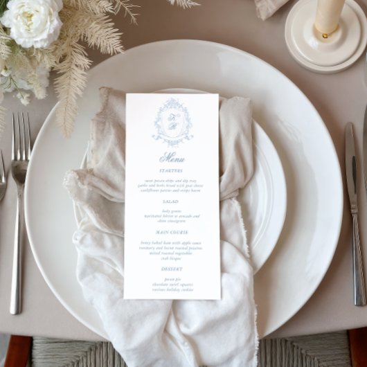 Invitation Menu classique Mariage Crest Floral Dinner Menu