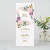 Invitation Menu classique Mariage floral flou violet Tropical (Debout devant)