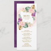Invitation Menu classique Mariage floral flou violet Tropical (Devant / Derrière)