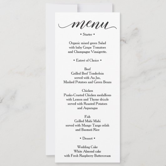 Invitation Menu Classique - Menu Mariage ou Menu Fête des mar (Devant)