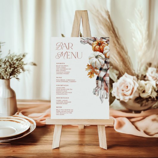 Invitation Menu Confortable Rustique Automne 5x7 Bar Boisson