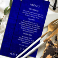 Menu Dark Moody Royal Blue avec Scratches