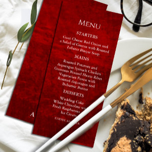Invitation Menu Dark Moody Royal Red avec Gratches