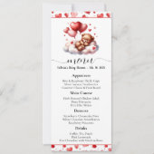 Invitation Menu de Baby Shower Ours de la Saint-Valentin (Devant)
