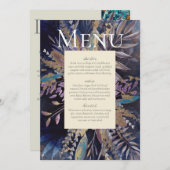 Invitation Menu de bouquet romantique peint en bleu (Devant / Derrière)
