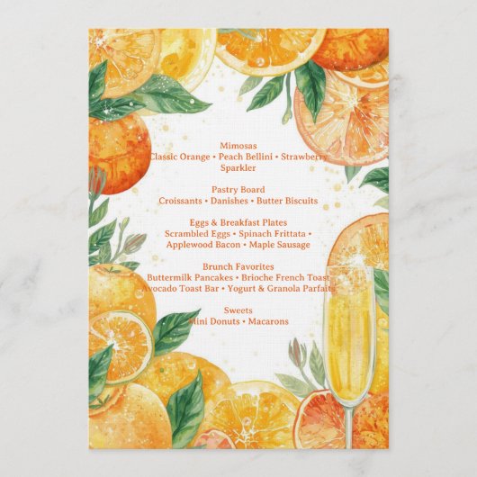 Invitation Menu de Brunch Vibrant Mimosa – Citron Aquarelle (Devant)
