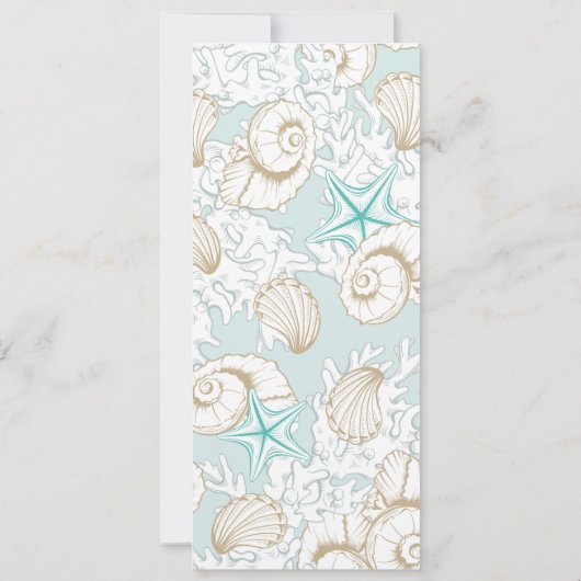 Invitation Menu de dîner de mariage côtier turquoise (Dos)