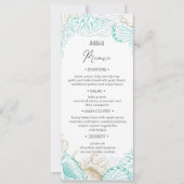 Invitation Menu de dîner de mariage côtier turquoise (Devant)