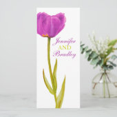 Invitation Menu de dîner de réception de mariage aux tulipes  (Debout devant)