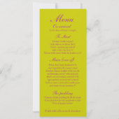 Invitation Menu de dîner de réception de mariage aux tulipes  (Dos)