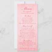 Invitation Menu de dîner de réception de mariage de bourgeon  (Dos)