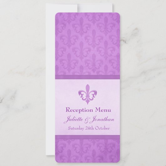Invitation Menu de dîner de réception de mariage Fleur De Lis (Devant)