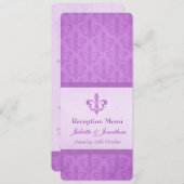 Invitation Menu de dîner de réception de mariage Purple Fleur (Devant / Derrière)