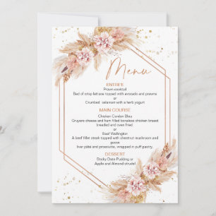 Invitation Menu de Fête des mariées Boho Pampas géométrique r