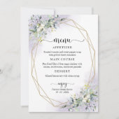 Invitation Menu de Fête des mariées vert géométrique violet (Devant)