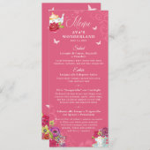 Invitation Menu de fête Fleurs Vibrantes d'Alice au Pays des  (Devant / Derrière)