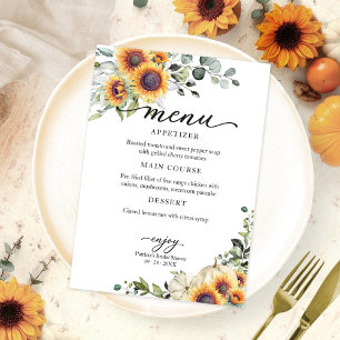 Invitation Menu de la Baby Shower d'Automne sur le thème des