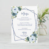 Invitation Menu de la réception de mariage aquarelle florale (Debout devant)