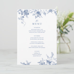 Invitation Menu de la table de Mariage couleur bleu victorien