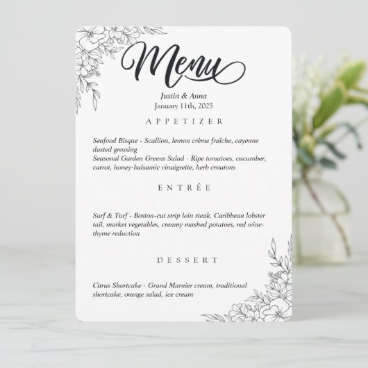 Invitation Menu de mariage (Debout devant)