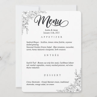 Invitation Menu de mariage