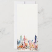 Invitation Menu de mariage à l'aquarelle de Chicago Illinois (Dos)