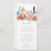 Invitation Menu de mariage à l'aquarelle de Chicago Illinois (Devant)
