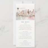 Invitation Menu de mariage à l'aquarelle de Seattle, Washingt (Devant)