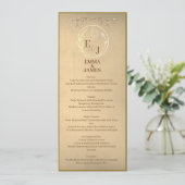 Invitation Menu de mariage à monogramme aquarelle beige chic (Debout devant)
