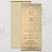 Invitation Menu de mariage à monogramme aquarelle beige chic (Devant / Derrière)