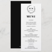 Invitation Menu de mariage à monogramme de couronne élégant (Devant / Derrière)