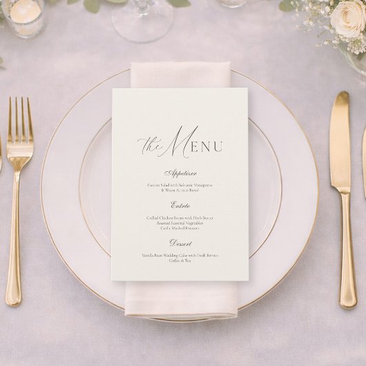 Invitation Menu de mariage à rayures beige neutre