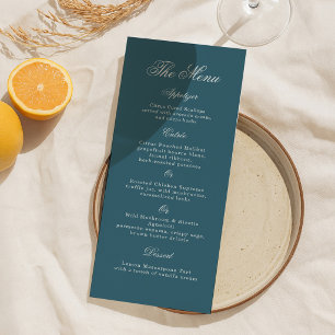 Invitation Menu de mariage à rayures bleues de l'argent ancie