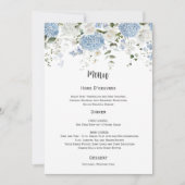 Invitation Menu de mariage aux hortensias bleus et blancs Ros (Devant)