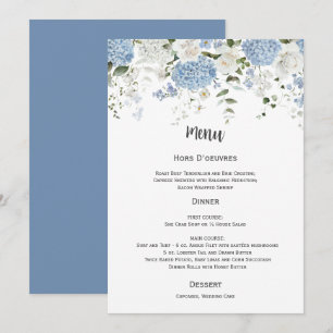 Invitation Menu de mariage aux hortensias bleus et blancs Ros